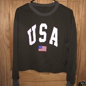 USA OLIVE LONG SLEEVE SHIRT